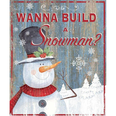 Build a Snowman Black Modern Wood Framed Art Print by P.S. Art Studios
