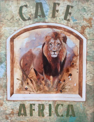 Cafe Africa Black Ornate Wood Framed Art Print with Double Matting by P.S. Art Studios