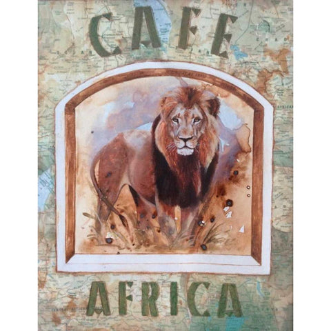 Cafe Africa Black Modern Wood Framed Art Print by P.S. Art Studios