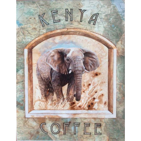 Kenya Coffee Gold Ornate Wood Framed Art Print with Double Matting by P.S. Art Studios