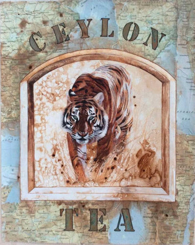 Ceylon Tea White Modern Wood Framed Art Print with Double Matting by P.S. Art Studios