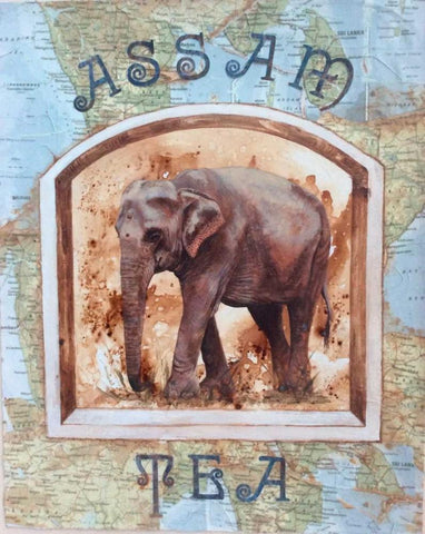 Assam Tea Black Ornate Wood Framed Art Print with Double Matting by P.S. Art Studios