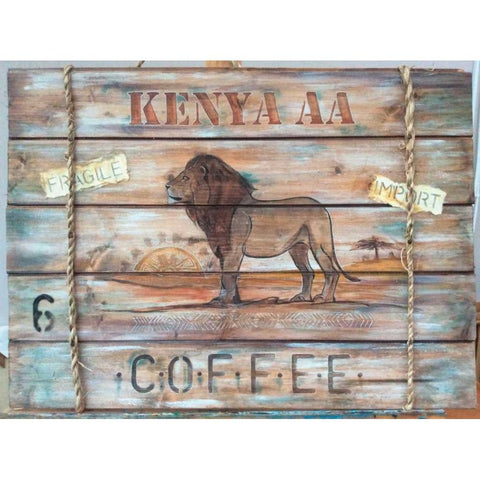 Kenya AA Coffee White Modern Wood Framed Art Print by P.S. Art Studios
