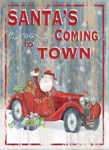 Santas Coming to Town White Modern Wood Framed Art Print with Double Matting by P.S. Art Studios