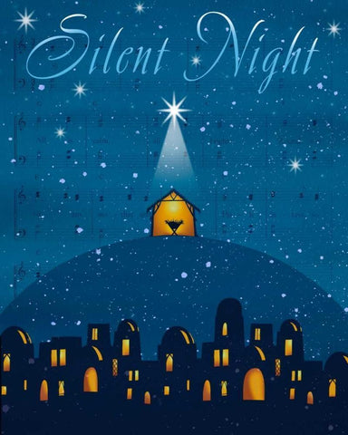 Silent Night White Modern Wood Framed Art Print with Double Matting by P.S. Art Studios