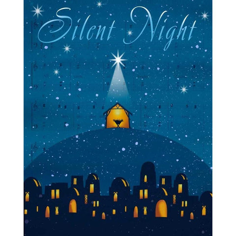 Silent Night Black Modern Wood Framed Art Print by P.S. Art Studios