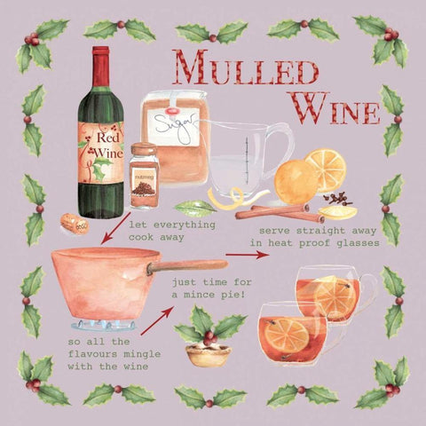 Mulled Wine Christmas Gold Ornate Wood Framed Art Print with Double Matting by P.S. Art Studios