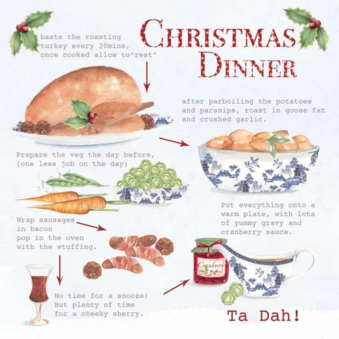 Christmas Dinner Black Ornate Wood Framed Art Print with Double Matting by P.S. Art Studios