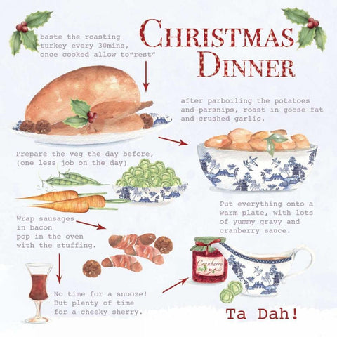 Christmas Dinner Gold Ornate Wood Framed Art Print with Double Matting by P.S. Art Studios