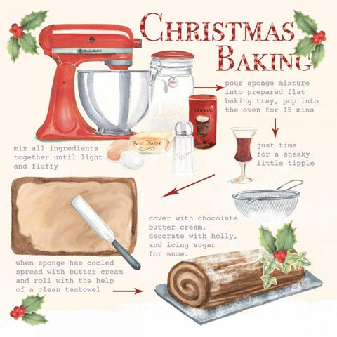 Christmas Baking Black Modern Wood Framed Art Print by P.S. Art Studios