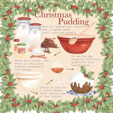 Christmas Pudding Black Ornate Wood Framed Art Print with Double Matting by P.S. Art Studios