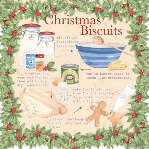 Christmas Biscuits Black Ornate Wood Framed Art Print with Double Matting by P.S. Art Studios