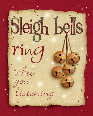 Sleigh Bells White Modern Wood Framed Art Print with Double Matting by P.S. Art Studios