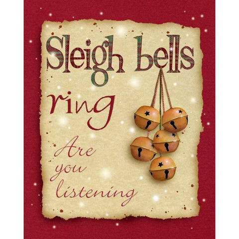 Sleigh Bells Black Modern Wood Framed Art Print with Double Matting by P.S. Art Studios