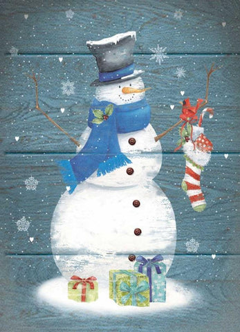 Snowman Presents Black Ornate Wood Framed Art Print with Double Matting by P.S. Art Studios