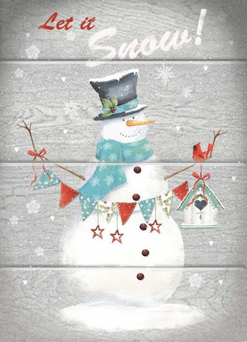 Let It Snow Black Ornate Wood Framed Art Print with Double Matting by P.S. Art Studios