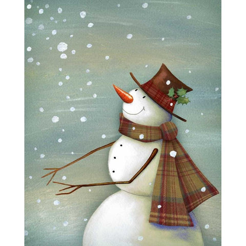 Christmas Magic Snowman Gold Ornate Wood Framed Art Print with Double Matting by P.S. Art Studios