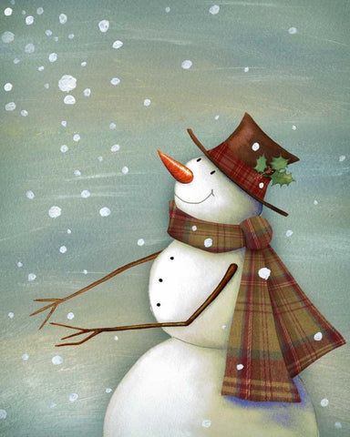 Christmas Magic Snowman Black Ornate Wood Framed Art Print with Double Matting by P.S. Art Studios