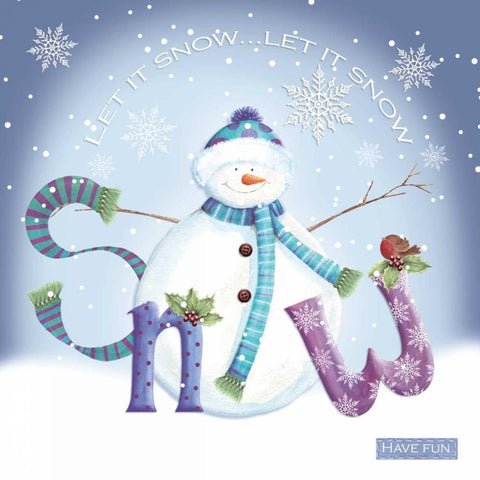 Snowman Snow Gold Ornate Wood Framed Art Print with Double Matting by P.S. Art Studios