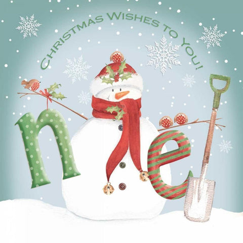 Snowman Noel Black Modern Wood Framed Art Print by P.S. Art Studios