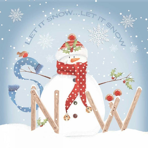 Snowman Snow Black Modern Wood Framed Art Print by P.S. Art Studios