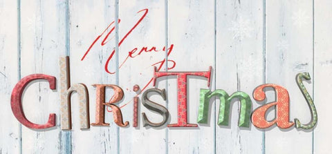 Merry Christmas White Modern Wood Framed Art Print with Double Matting by P.S. Art Studios