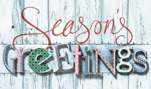 Seasons Greetings White Modern Wood Framed Art Print with Double Matting by P.S. Art Studios