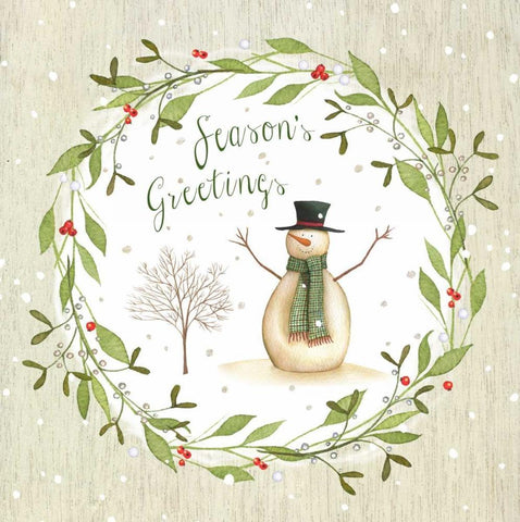 Seasons Greetings White Modern Wood Framed Art Print with Double Matting by P.S. Art Studios