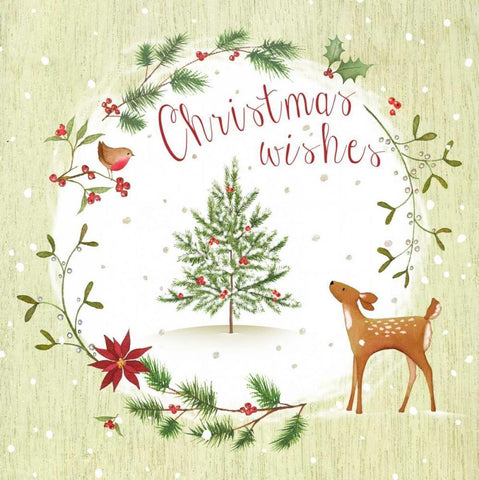 Christmas Wishes White Modern Wood Framed Art Print with Double Matting by P.S. Art Studios