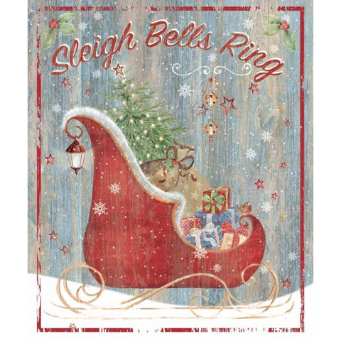 Sleigh Bells Black Modern Wood Framed Art Print by P.S. Art Studios