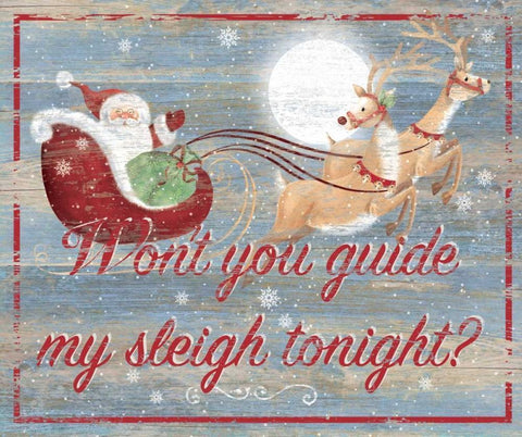 Guide My Sleigh White Modern Wood Framed Art Print with Double Matting by P.S. Art Studios