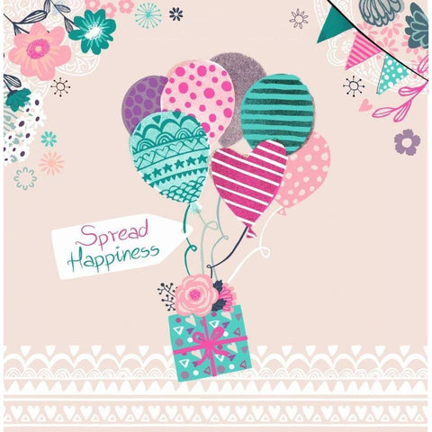 Spread Happiness White Modern Wood Framed Art Print by P.S. Art Studios