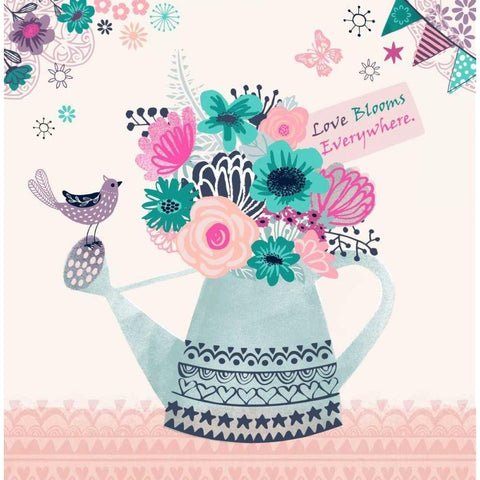 Love Blooms Everywhere Black Modern Wood Framed Art Print by P.S. Art Studios