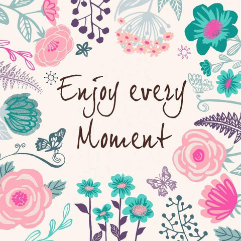 Enjoy Every Moment White Modern Wood Framed Art Print with Double Matting by P.S. Art Studios