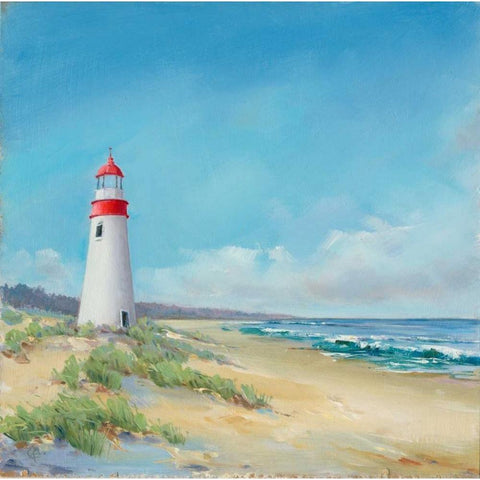 Lighthouse Gold Ornate Wood Framed Art Print with Double Matting by P.S. Art Studios