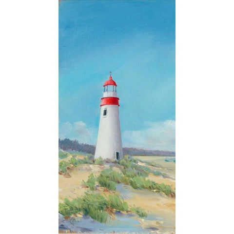 Lighthouse Tall White Modern Wood Framed Art Print by P.S. Art Studios