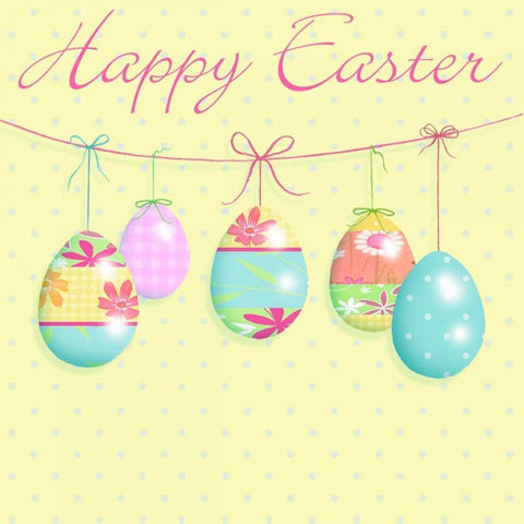 Happy Easter White Modern Wood Framed Art Print with Double Matting by P.S. Art Studios
