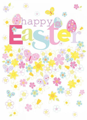 Happy Easter Black Ornate Wood Framed Art Print with Double Matting by P.S. Art Studios
