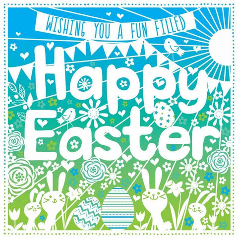 Happy Easter White Modern Wood Framed Art Print by P.S. Art Studios