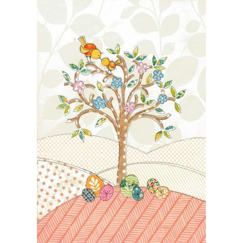 Spring Easter Tree White Modern Wood Framed Art Print by P.S. Art Studios