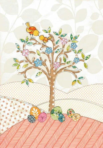 Spring Easter Tree White Modern Wood Framed Art Print with Double Matting by P.S. Art Studios