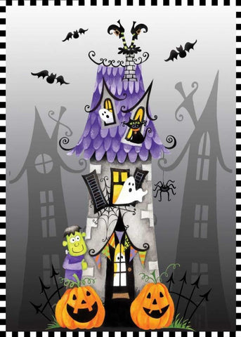 Haunted House White Modern Wood Framed Art Print with Double Matting by P.S. Art Studios