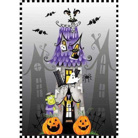 Haunted House Black Modern Wood Framed Art Print by P.S. Art Studios