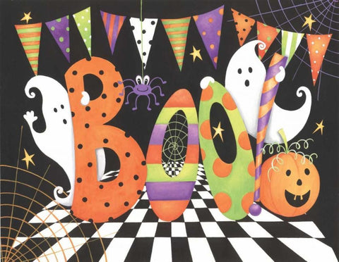 Boo White Modern Wood Framed Art Print with Double Matting by P.S. Art Studios