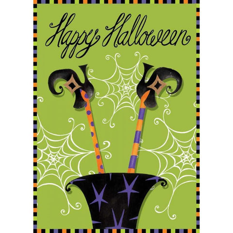 Happy Halloween Witch Gold Ornate Wood Framed Art Print with Double Matting by P.S. Art Studios
