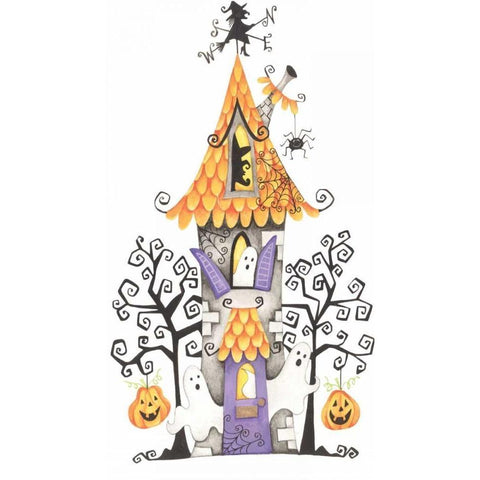 Haunted Halloween Black Modern Wood Framed Art Print with Double Matting by P.S. Art Studios