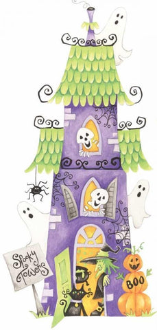 Spooky Towers Black Ornate Wood Framed Art Print with Double Matting by P.S. Art Studios