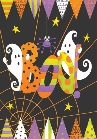 Ghost Boo Black Ornate Wood Framed Art Print with Double Matting by P.S. Art Studios