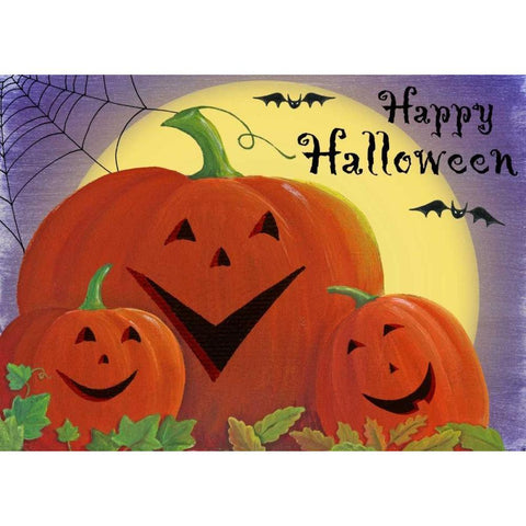 Happy Halloween Lanterns White Modern Wood Framed Art Print by P.S. Art Studios