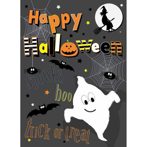 Happy Halloween White Modern Wood Framed Art Print by P.S. Art Studios